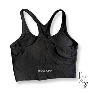 Peachy Athletic Ember Racerback Sports Bra Crop Top in Black Size Small NWOT